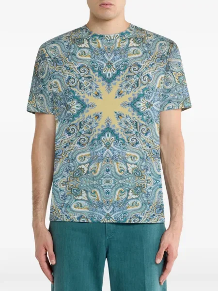Tricou Etro cu imagine cu model paisley albastru