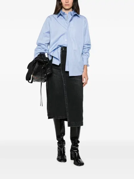 Fustă din denim Sacai asimetrică albastru