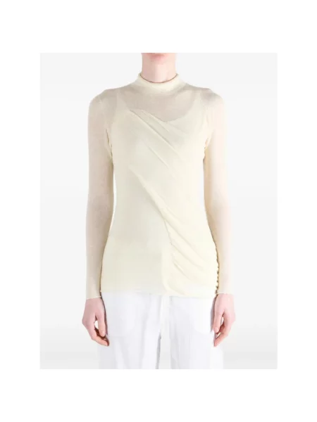 Top Issey Miyake z falbankami biały