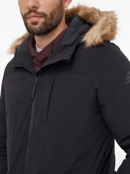 Prugasta parka Adidas s kapuljačom plava