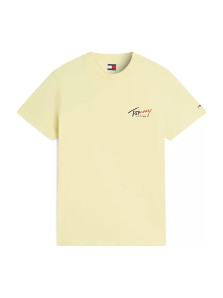 Tommy Jeans Majica temno modra / pastelno rumena rdeča