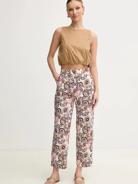 Marella spodnie Emme by Marella fason culottes high waist biały