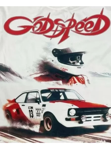 Tricou Godspeed cu imagine alb