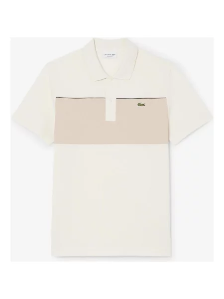 Koszulka polo Lacoste Regular Fit Colour-Block Piqué beżowy S biały