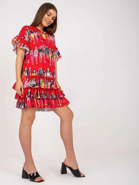 Rochie mini Fashionhunters cu imagine de costum roșu