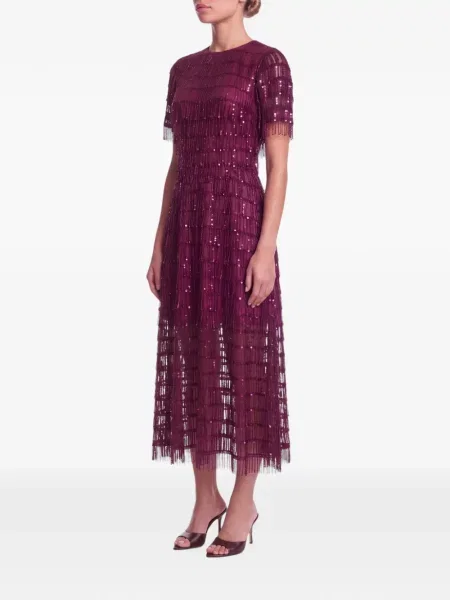Rochie midi Post Meridiem cu paiete roșu
