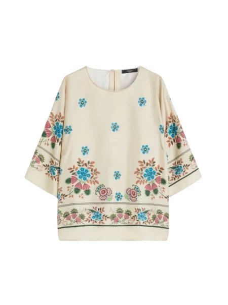 Bluzka Weekend Max Mara w kwiatki beżowa