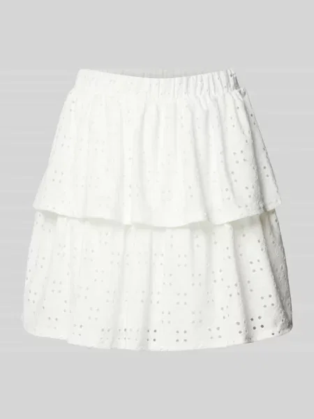 Spódnica mini z efektem stopniowania w kolorze białym Pieces biała