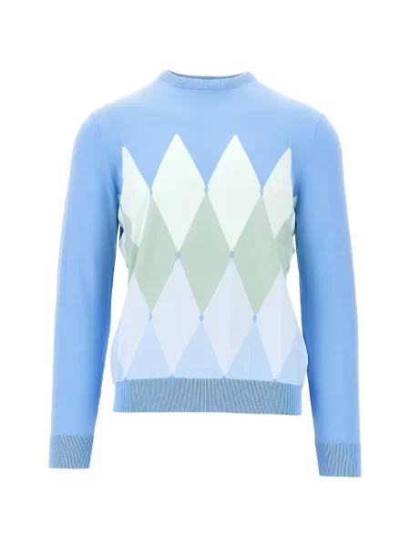 Аргайл пуловер Ballantyne с кръгло деколте синьо