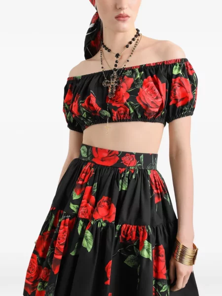 Bluză Dolce & Gabbana cu imagine din poplin negru