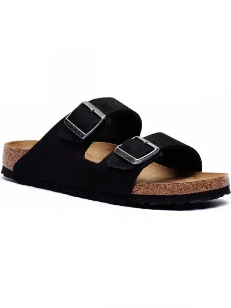 Birkenstock De piele șlapi Arizona | narrow fit soft footbed negru