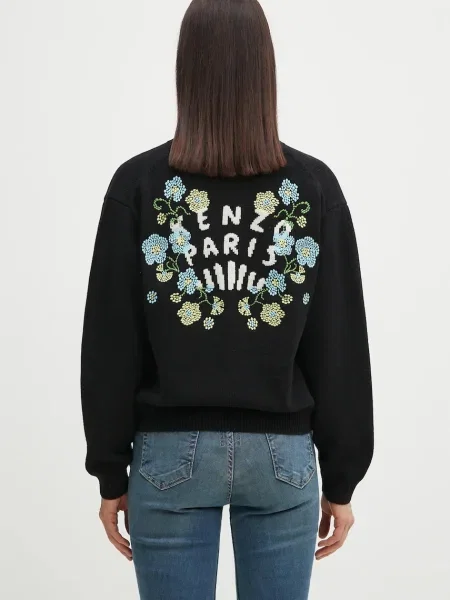 Vlněný svetr Kenzo Jungle Flower dámský hřejivý černá