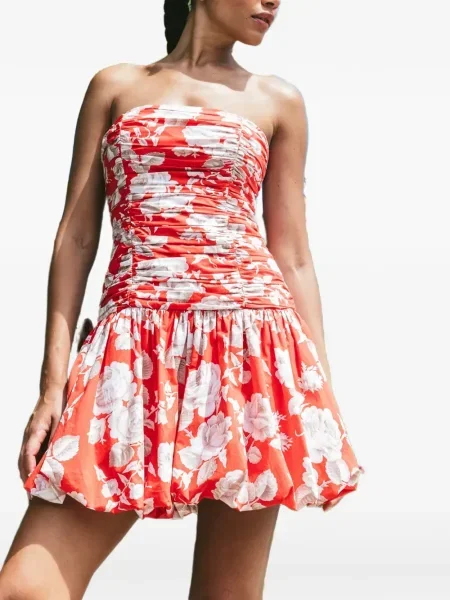 Rochie mini Cara Cara cu model floral cu imagine de costum roșu