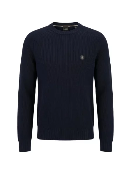 Пуловер Boss с автограф синьо