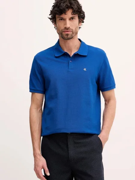Calvin Klein Jeans polo gładki niebieski