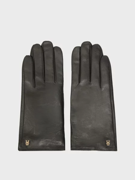 Шкіряні рукавички Tommy Hilfiger чорні
