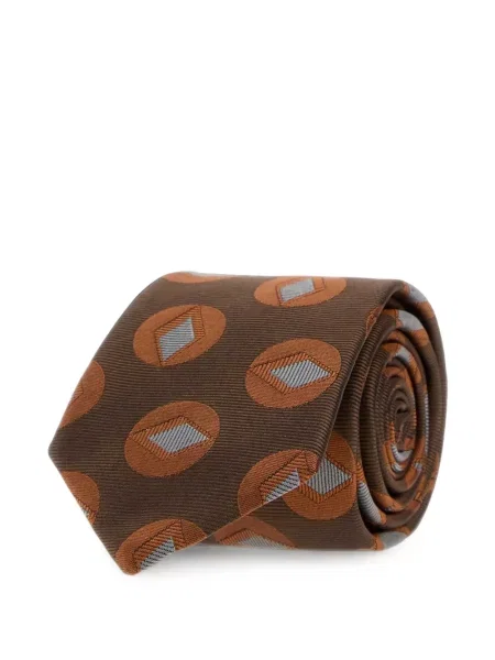 Cravată Giorgio Armani de mătase cu imprimeu geometric maro
