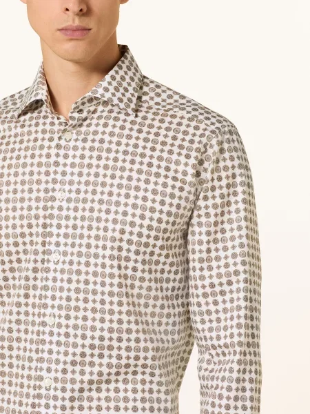 Eton Košile Slim Fit / tmavě hnědá bílá