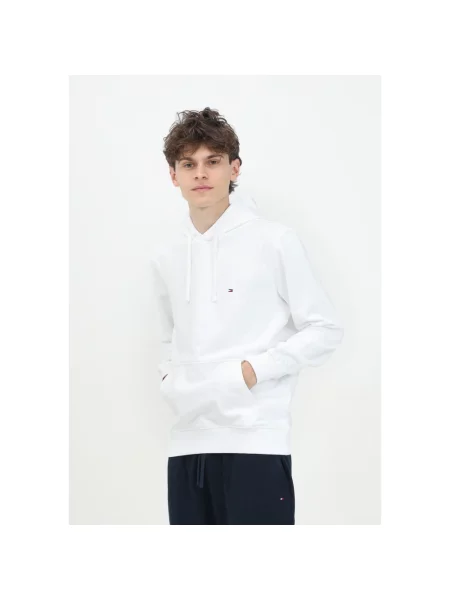 Tommy Hilfiger bluza beżowy z kapturem melanżowa biała