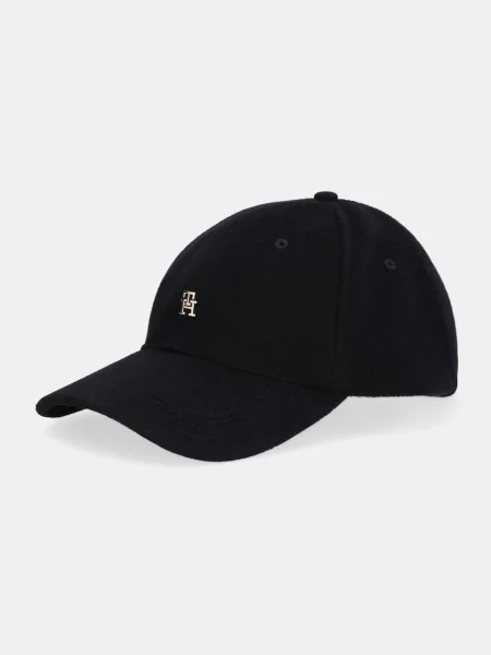 Вълнена шапка с козирка Tommy Hilfiger черно