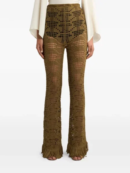 Pantaloni Etro cu franjuri verde