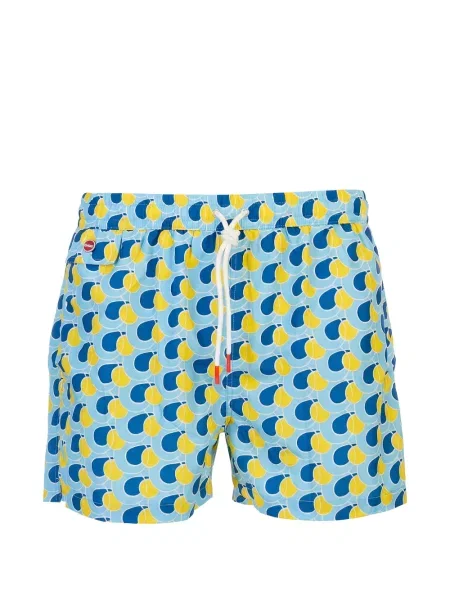 Slip de baie Kiton cu imagine cu imprimeu abstract albastru