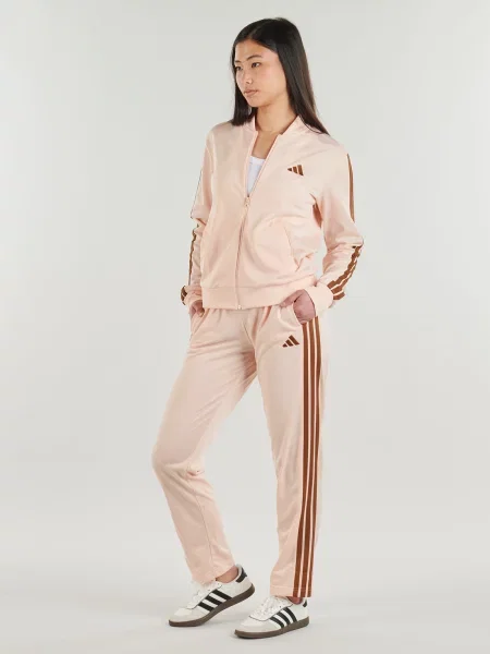 Pruhovaná bežecká tepláková súprava Adidas ružová