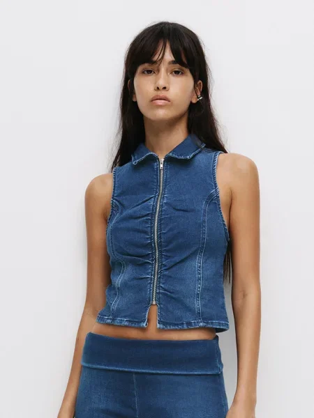 Pull&Bear Bluză închis albastru