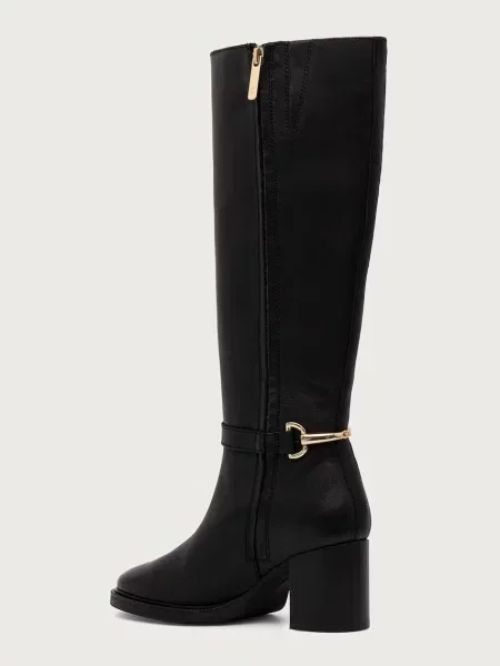 Tommy Hilfiger kozaki na słupku skórzane TH STUD HEEL RIDING KNEE BOOT czarne