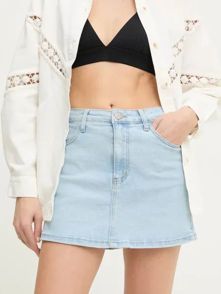 Traper kratke hlače Answear Lab za žene bez uzorka visoki struk plava