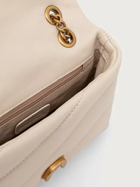 Pinko чанта crossbody дамска от кожа бяло