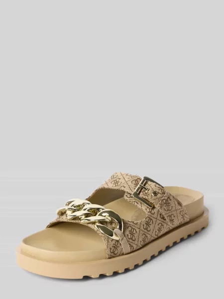 Klapki Guess z nadrukiem beżowe
