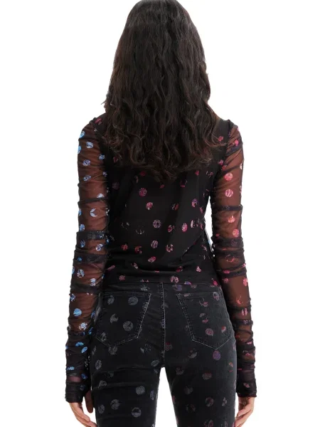 Bluzka Desigual z długim rękawem czarna