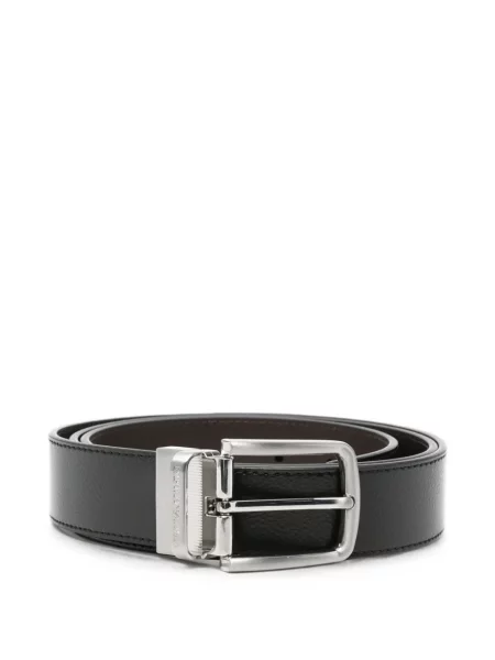 Curea Emporio Armani din piele cu autograf negru