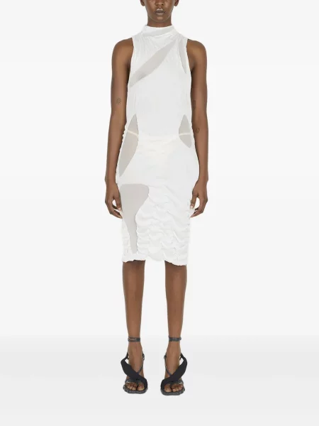 Mała sukienka mini Di Petsa z siateczką garniturowa biała