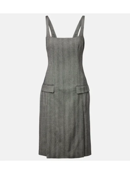 Volnena obleka midi obleka Ferragamo nad koleni siva