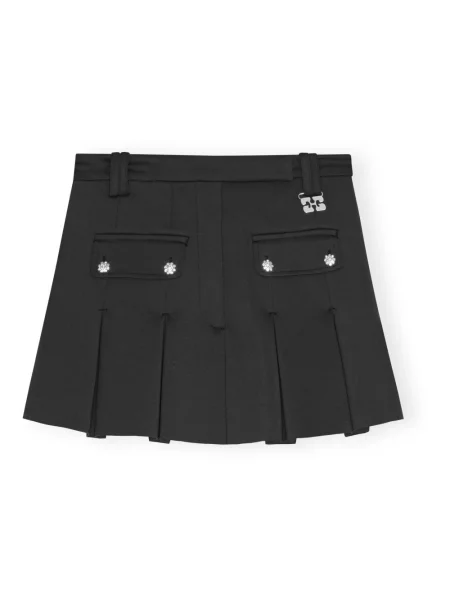 Mały spódnica plisowana Ganni neoprenowa czarna