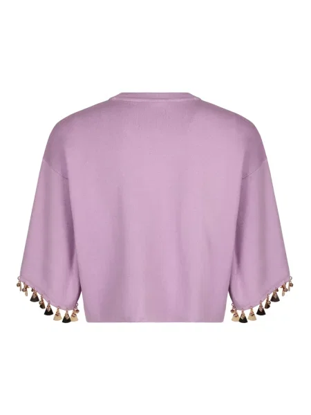 Krótki dzianinowy sweter Rabanne różowy