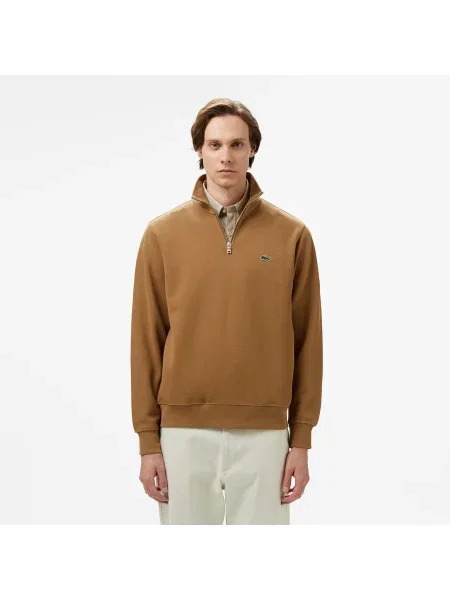 Классическая толстовка на молнии Lacoste коричневая