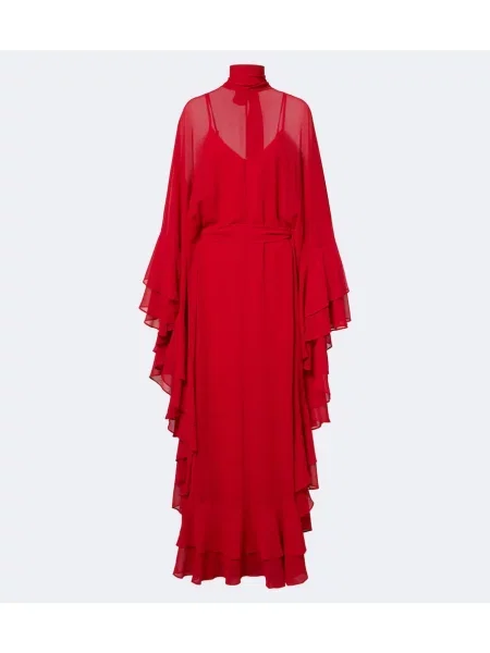 Rochie maxi De La Vali din șifon roșu
