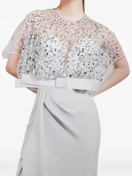Maxi rochie maxi Gemy Maalouf cu mărgele de costum gri