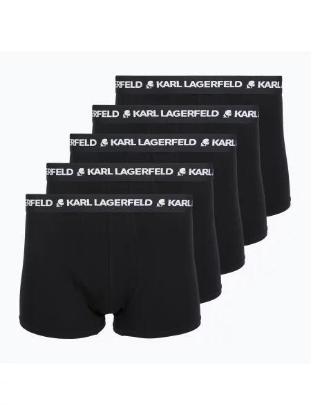 Boxeri pentru bărbați KARL LAGERFELD Logo Trunk 5 perechi black negru