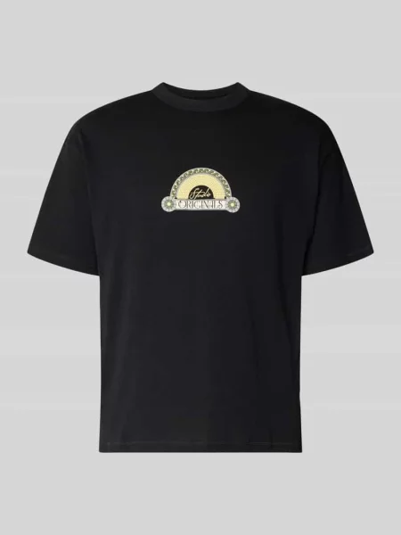 T-shirt z nadrukiem z logo i okrągłym dekoltem Jack & Jones czarna
