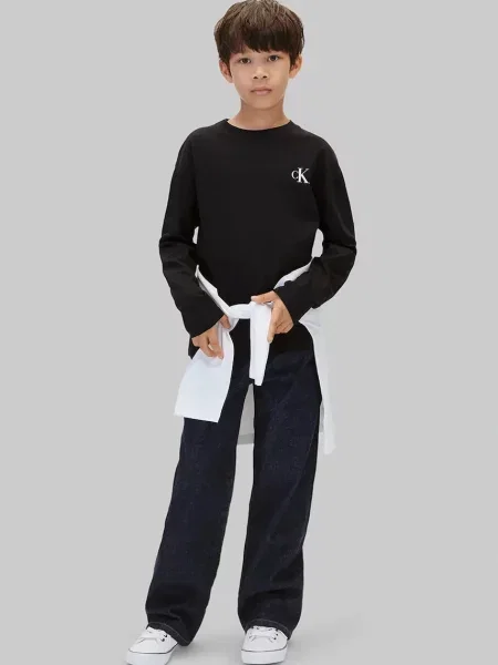 Тениска с дълъг ръкав Calvin Klein Jeans черно