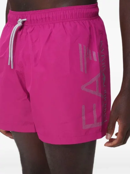 Slip de baie Ea7 Emporio Armani cu imagine cu cordon roz