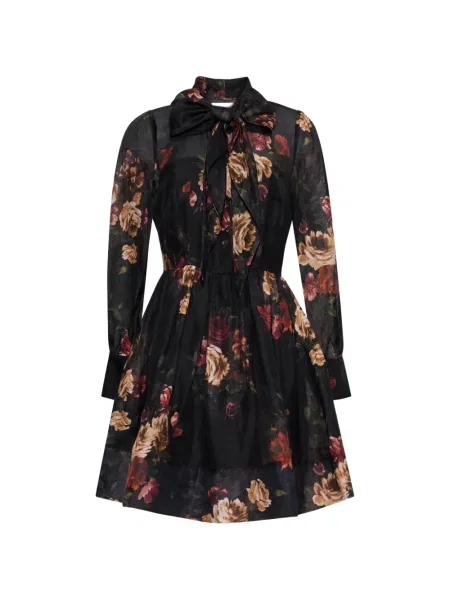 Rochie mini Cara Cara cu model floral cu imagine negru