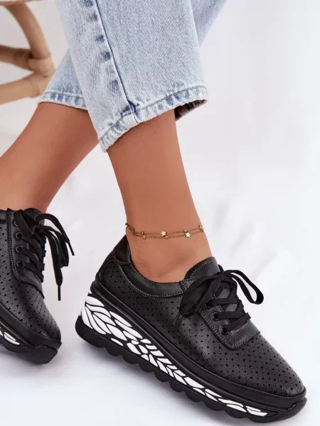 Pantofi Boto din piele cu platformă negru