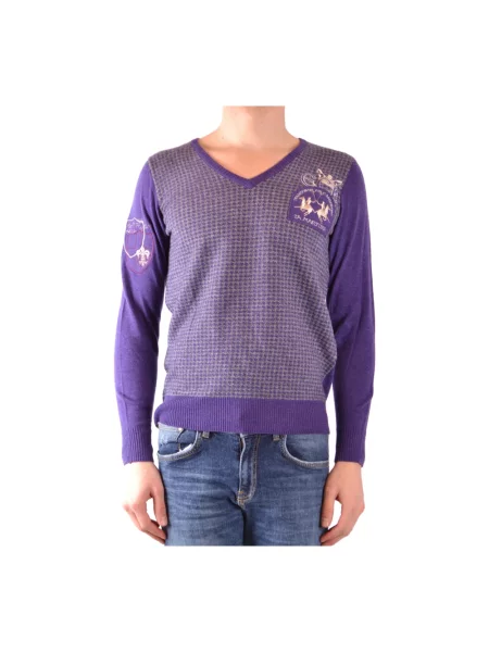 Dzianinowy sweter La Martina fioletowy