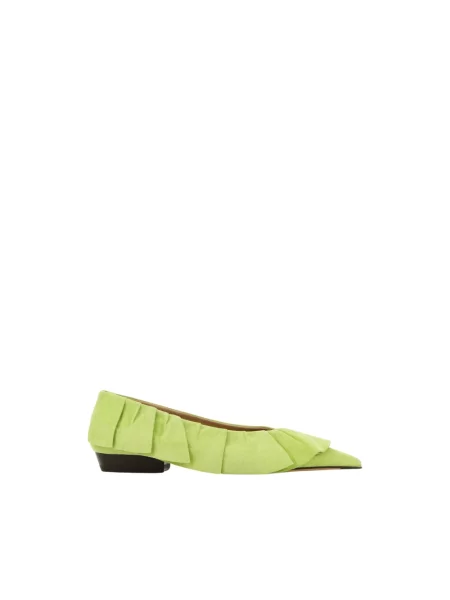 Balerinki Jw Anderson skórzane z falbankami zielone