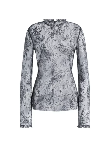 Bluză Alberta Ferretti cu broderie din dantelă negru